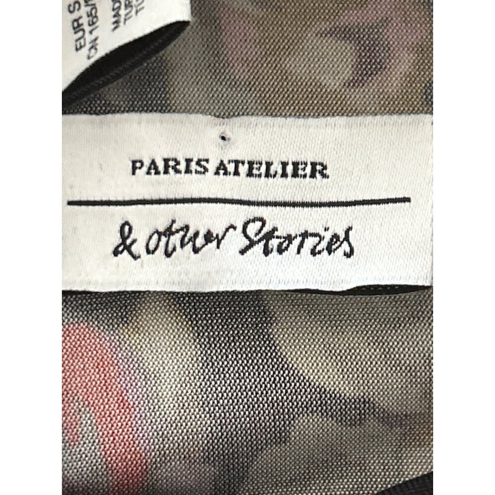 Paris Atelier Women's Size S Top Floral Long Sleeve Mock Neck Black & Pink Roses - Picture 4 of 7